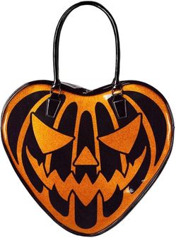 Jack-o'-Lantern Heart-Shaped Handbag