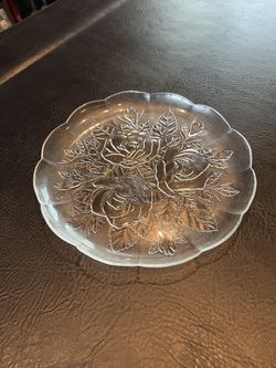 Vintage  Psari Livid Clear Crystal Glass Dinner Plate 9.75 Inches