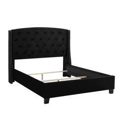 Eva Queen Bed – Black Velvet – Pickup Today!