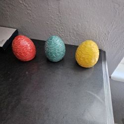 3 CERAMIC 4.5in Decorative EASTER EGGS 
