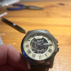 Skeleton Fossil Watch Leather Band