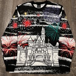Disney 100 Years Of Wonder Castle Long Sleeve Jersey Shirt Disney Parks AOP Size Large