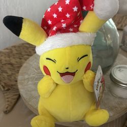 Pikachu Christmas Plush 8” With Tag