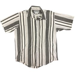 Untied Brand Mens Shirt Black Gray Stripe Button Down Size Large