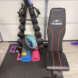 Workout Set Including Dumbbells And Adjustable Bench