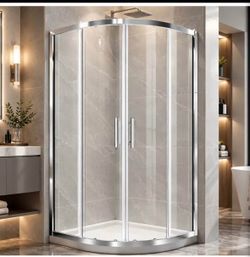 Round Corner shower Door, NO BASE