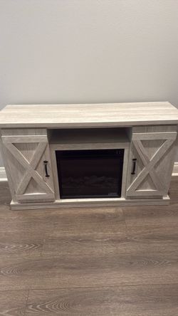 Farmhouse media console with fireplace
