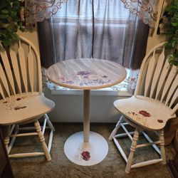 Beautifully Hand Painted Table and Swivel Chairs