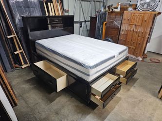 Queen captains bed and mattress