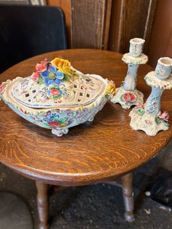 Soup terrene and candle sticks
