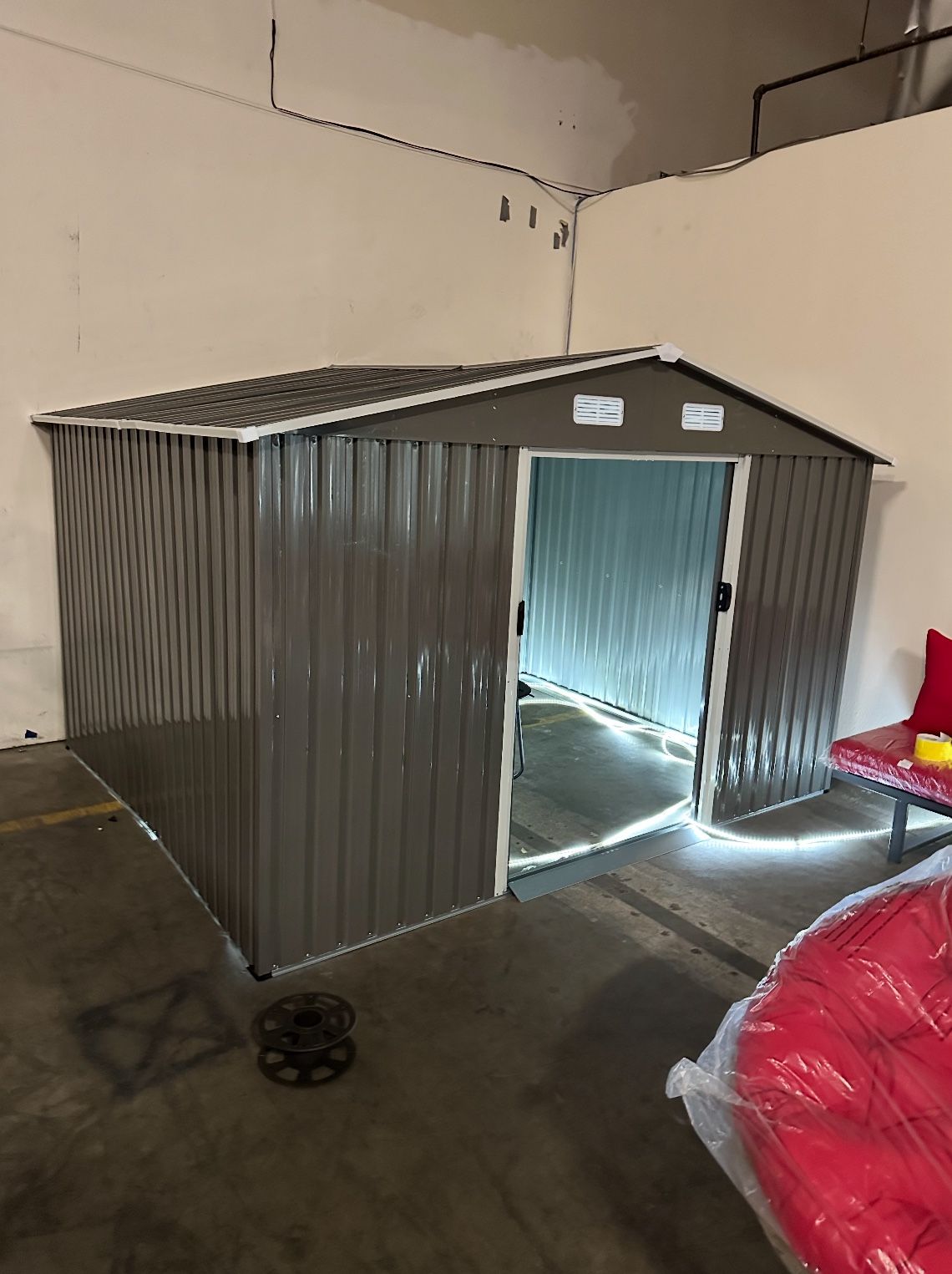 Sales $395!!! (New in box) 8’ L x 10’ W x 6.’ H galvanized steel Metal Storage Shed Outdoor Garden Backyard 8’x10’ Storage.