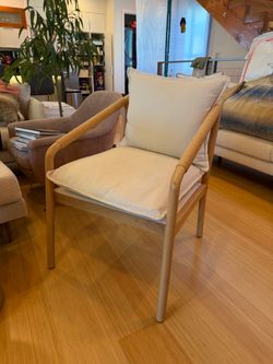Threshold Esters Wood Armchair — Cream/Natural Wood