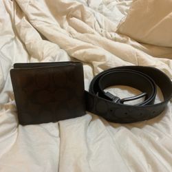 Mens Coach Belt And Wallet Belt Sized For 36 