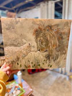 The Lion and the Lamb Acrylic Painting