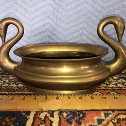 Vintage Solid Brass Swan Bowl 