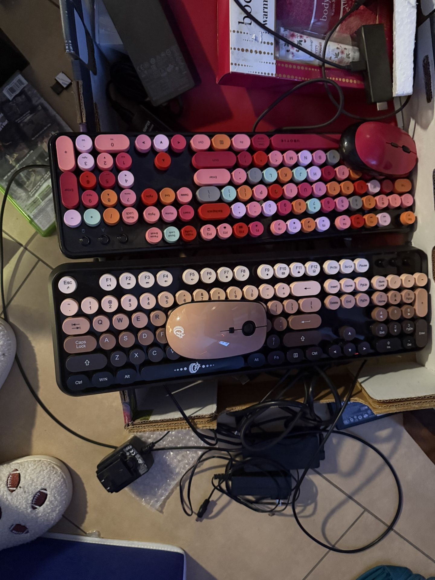 Coffee Colored Wireless Keyboard And Mouse Combo