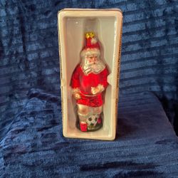 Soccer player Santa Christmas tree ornament