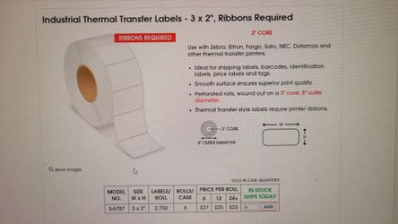 Thermal Transfer Labels -3"x2" $50/case?