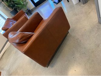 Copenhagen Genuine Leather Living Room Set – 2 Sofas + Swivel Recliner