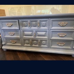 Grey- Blue Vintage Dresser/ Buffet Table