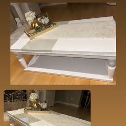 White Beige High Gloss White Coffee Table 