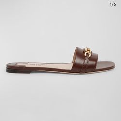 Tom Ford 5mm Soft Calf Whitney Slide - Saddle Brown 