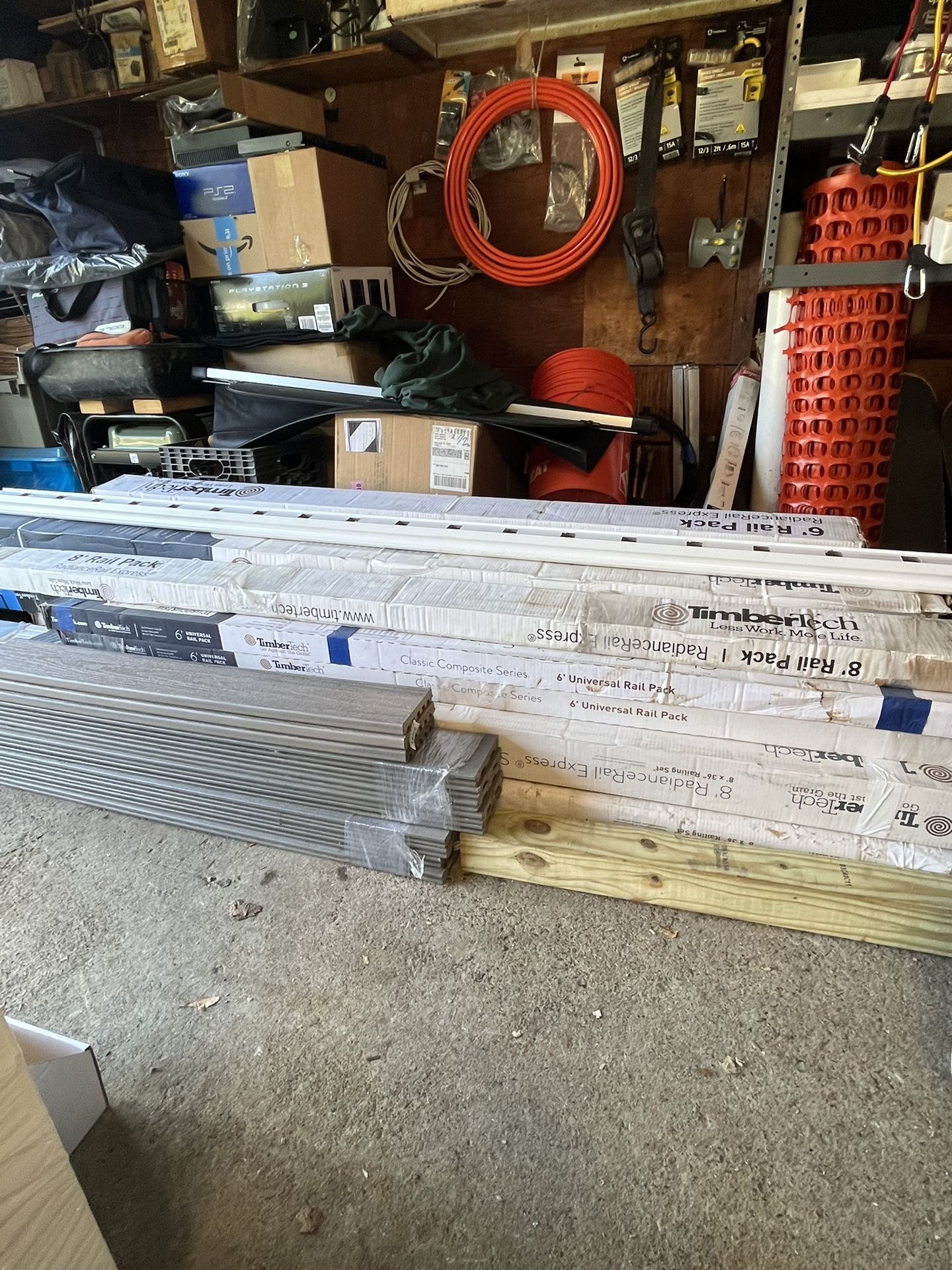 Assorted timber tech deck railings