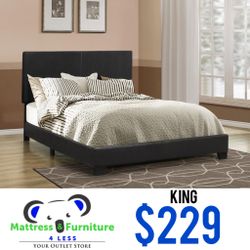 Dorian Faux Leather Upholstered King Panel Bed