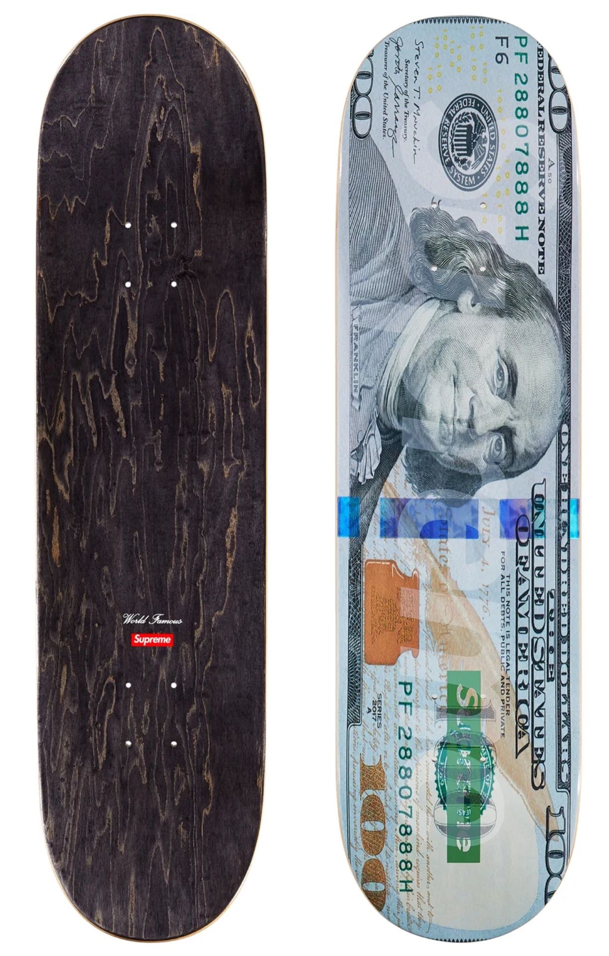 Supreme Money Logo Skateboard - Multicolor - 8.25" x 32"