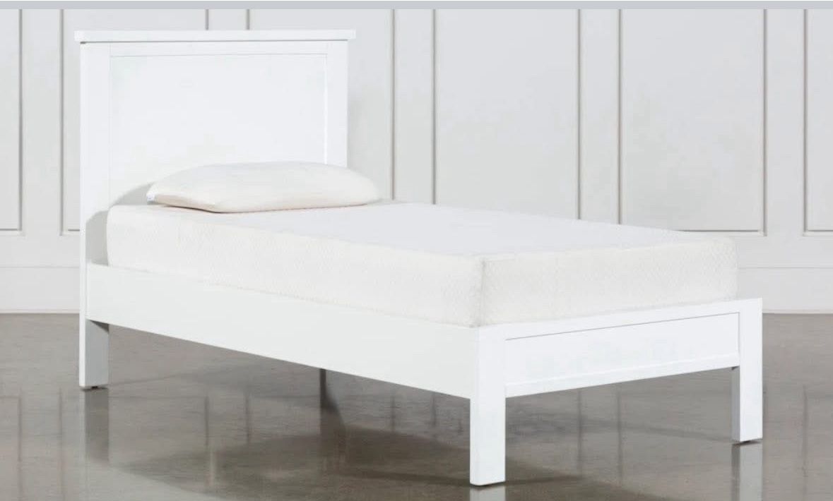 Living Spaces $295 Larkin White Twin Wood Panel Bed