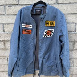Vintage Harley Davidson Motors Blue Pre Luxe Patches Racing Jacket Mens XXL
