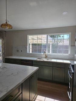 Affordable green shaker cabinets