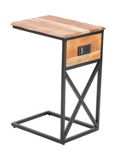 C-Shape Side Table with Built-In Power Outlet