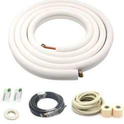 16 Ft Mini Split Line Set,Air Conditioning Copper Tubing Pipe Extension,1/4" & 3/8" 3/8" PE (N70)