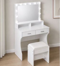 #B. Vanity Set White Big Mirror $85