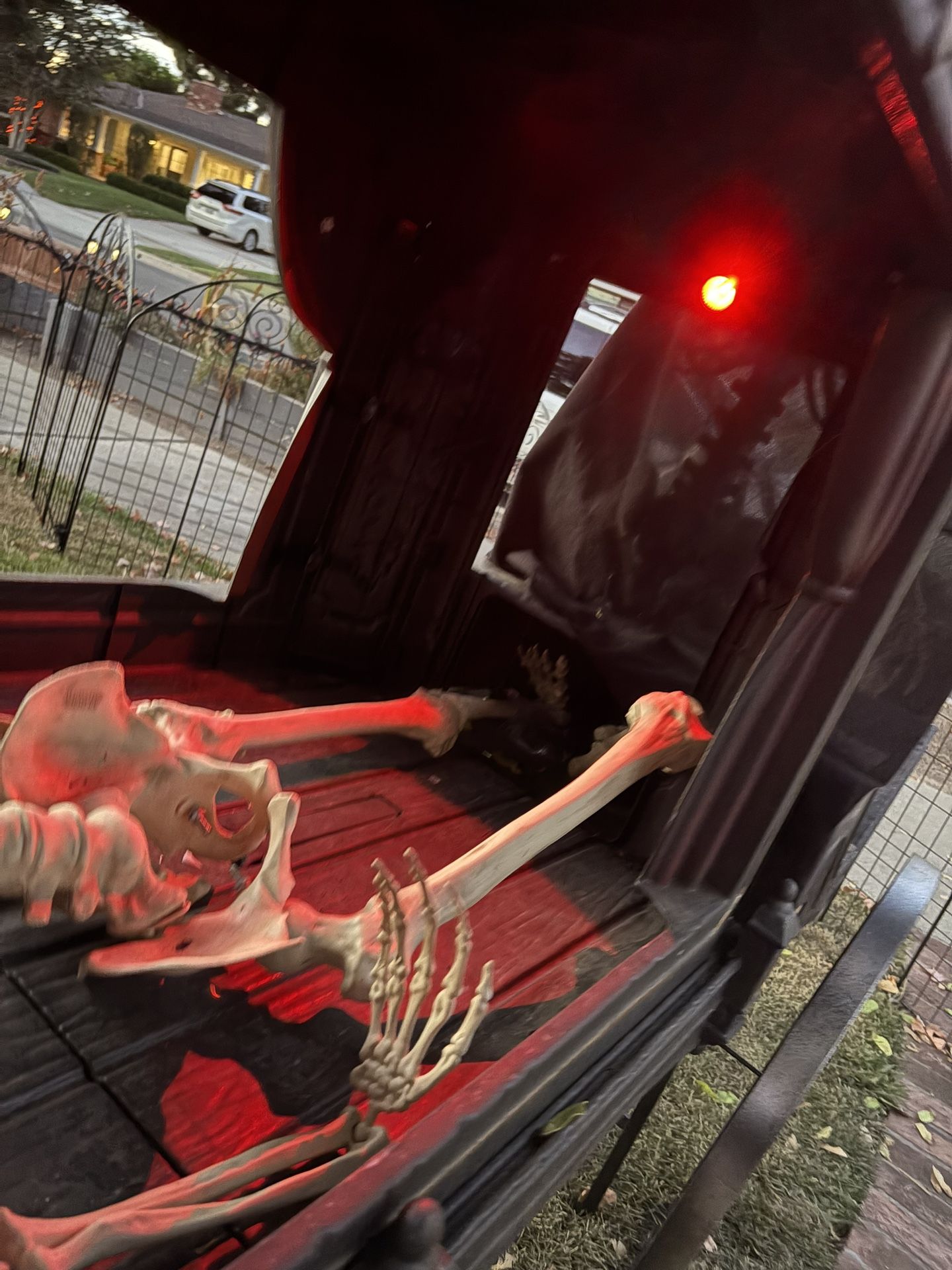 Haunted Hearse And Horse With Skeleton Driver