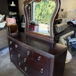 Cherrywood Dresser With Mirror Set