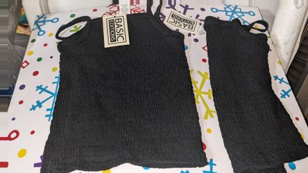 Basic Editions Black Smocked Tank Tops