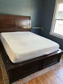 Queen bed frame with storage