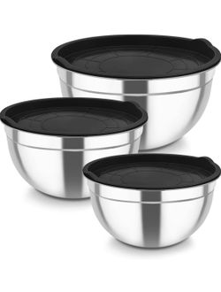 3 mixing bowls with lids set