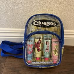 Clueless Movie Clear Backpack w/ Lotion Set Makeup Bag Cher Games Beach Swim New