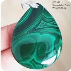 925 Sterling Silver Large Malachite Pendant Necklace