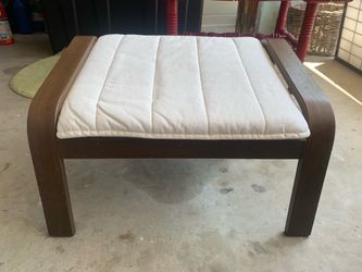 Wood ottoman/ footrest with white cushion