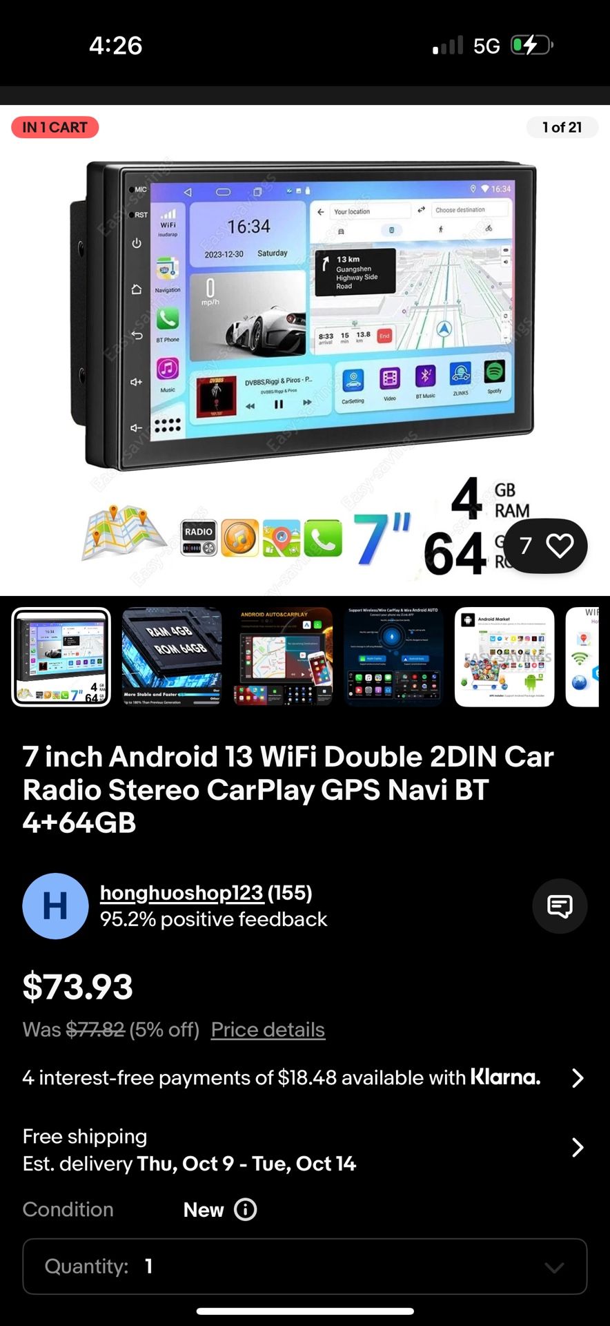 7” Double Din Radio