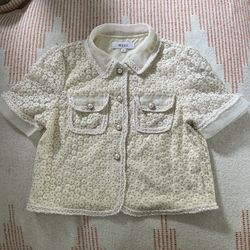 MUEL Embroidered Floral Short Sleeve Girls Blouse M