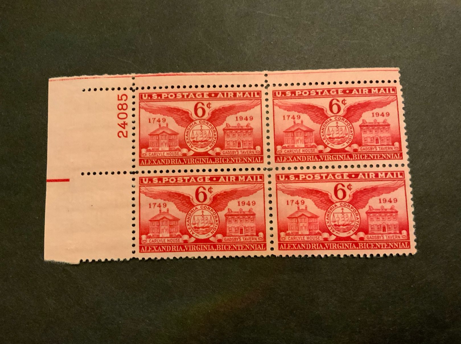 Alexandria, Virginia Bicentennial Postage Stamp Block