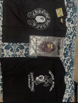 black and white Chrome hearts Bape