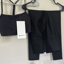 Lululemon Align Pants With Bra 2 Piece Set Black, Size 2, Yoga