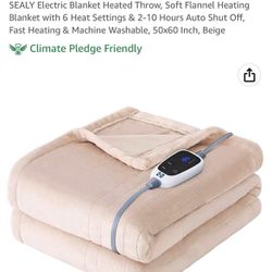 Sealy Electric Heated Throw Blanket- Beige