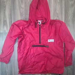 Mickey Mouse Walt Disney Men's Windbreaker Red Nylon Jacket Vintage Zip Size L